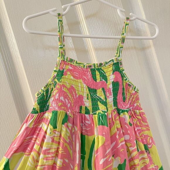 Lilly Pulitzer for Target Flamingo Fan Dance Maxi Dress Smocked Girls Size 4T - Picture 5 of 15